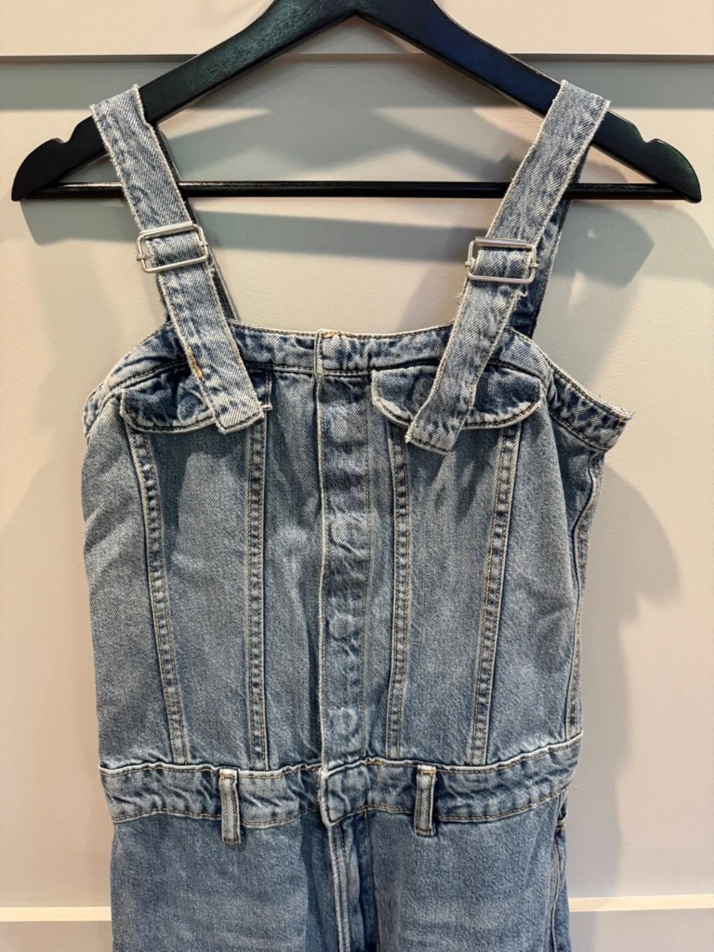 Zara Light Blue Denim Cargo Jumpsuit - Picture 2 of 8